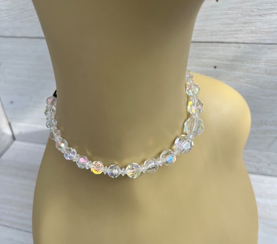 Vintage Leaded Crystal Necklace Rainbow Sparkle N… - image 1
