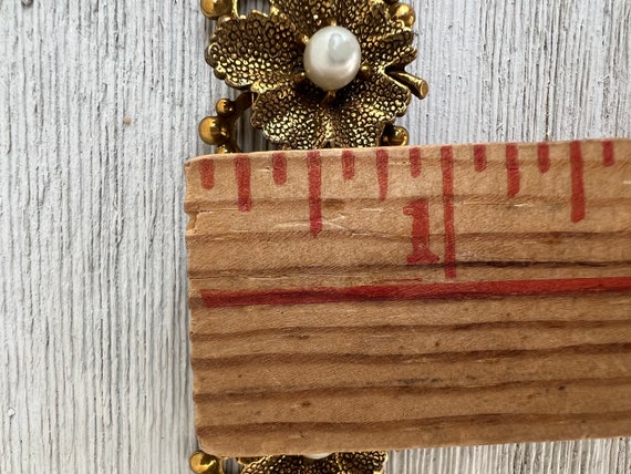Antique Edwardian Bracelet Ornate Faux Pearl Sapp… - image 6