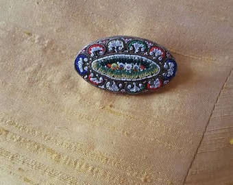 フィレンツェ イタリア マイクロモザイク アンティーク ブローチ、1900