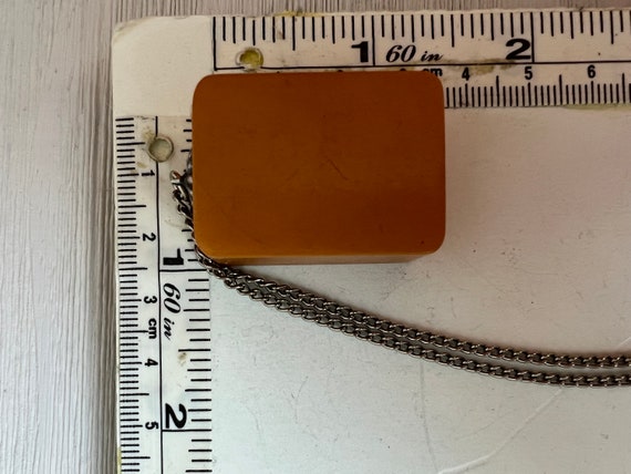 Bakelite Pendant Necklace Asian Block Pendant Nec… - image 5