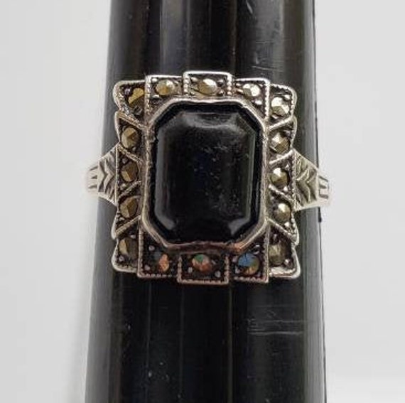 Uncas Sterling Art Deco Ring Antique Ring Silver … - image 6