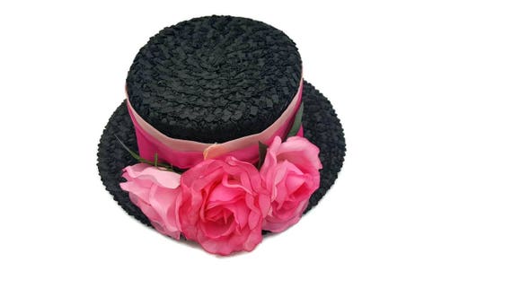 Floral Sun Hat, Tea Party Hat, Hats, Women, Black… - image 6