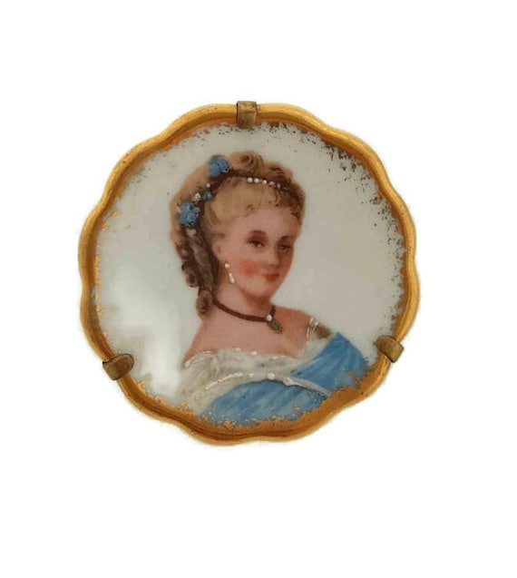 Limoges Brooch Antique Victorian Jewelry, Romanti… - image 1