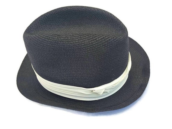 DOBBS Straw Hat, Black Fedora Hat Vintage, Fedora… - image 1