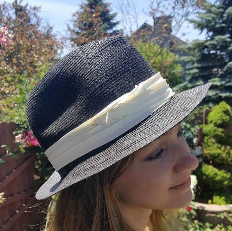 DOBBS Straw Hat Black Fedora Hat 