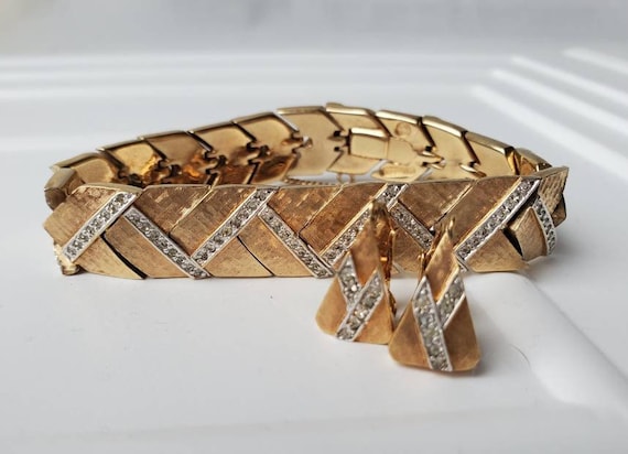 Panetta Jewelry Signed Gold Faux Diamond Bracelet