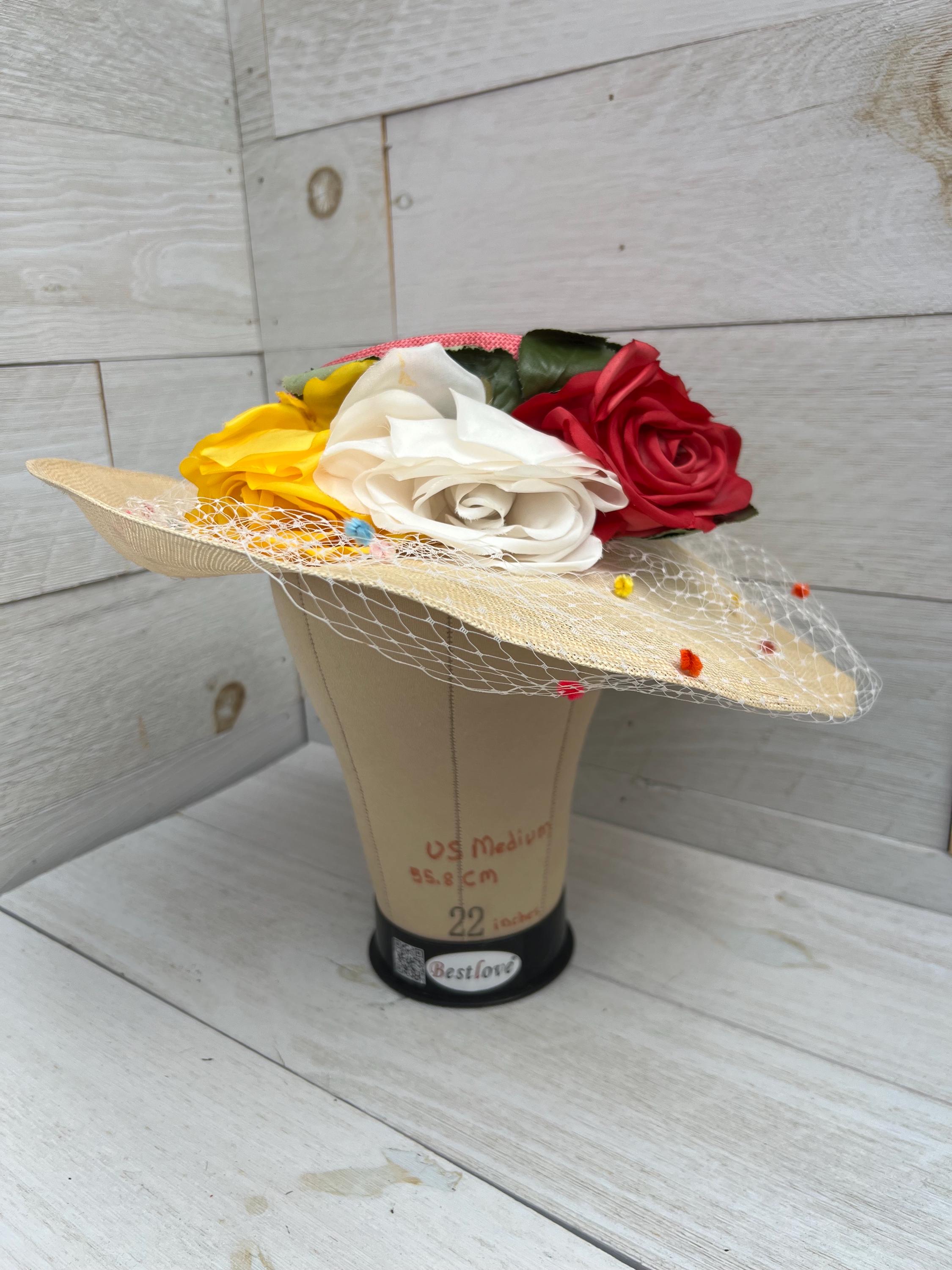 VINTAGE UNIQUE Joe Bill Miller Straw Hat with a veil - a nice church fancy hat! Joe Bill Miller Hat - Etsy main image 3
