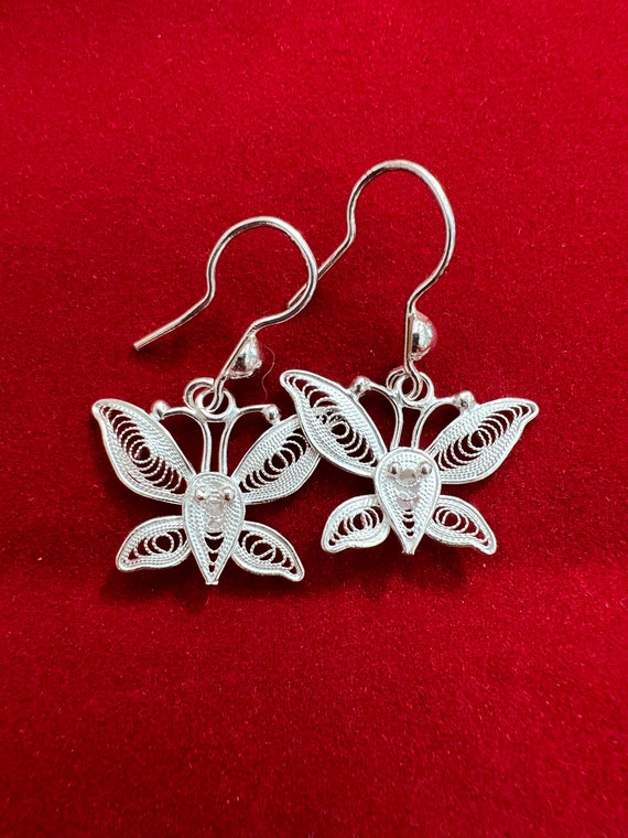 Dainty Earrings Dangle Butterfly Earrings Silver S