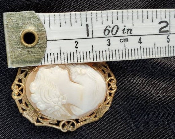 Antique Cameo Brooch Carved Cameo Shell Cameo Ear… - image 7