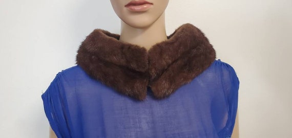 Wide Detachable Vintage Fur Collar, Dark Brown Mi… - image 3