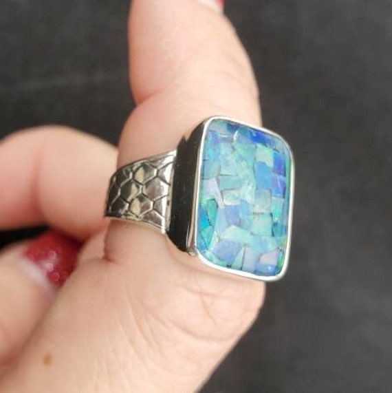 Mosaic cheap opal ring