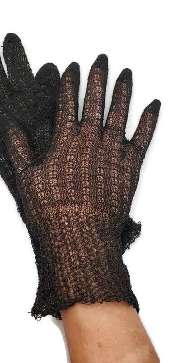 Black Crocheted Gloves, Victorian Gloves, Gloves, 