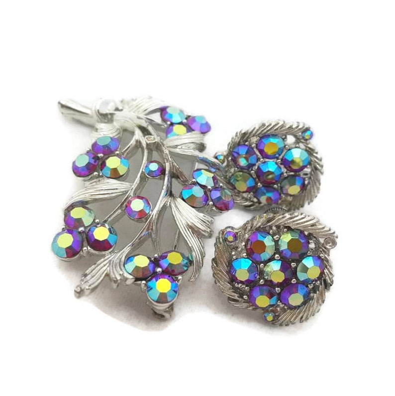 Lisner Strass smyckeset, Lisner, Lila Strass, Brosch, Örhängen, Kristallsmycken, För Bröllop, Bukettsmycken, Bukettsmycken bild 2