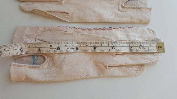 French Gloves Leather NWT Vintage White Leather G… - image 9