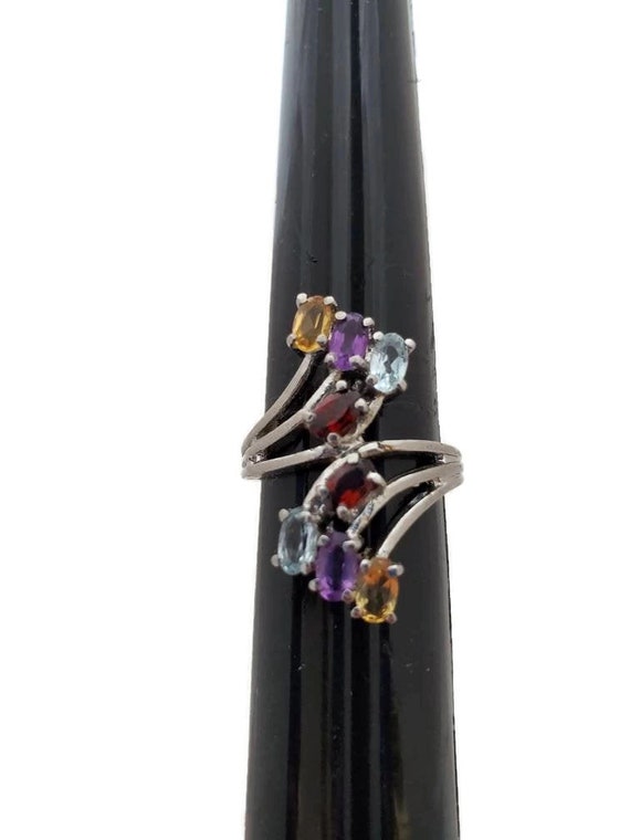 Multi Stone Silver Ring Gemstone Antique Ring, Ga… - image 2