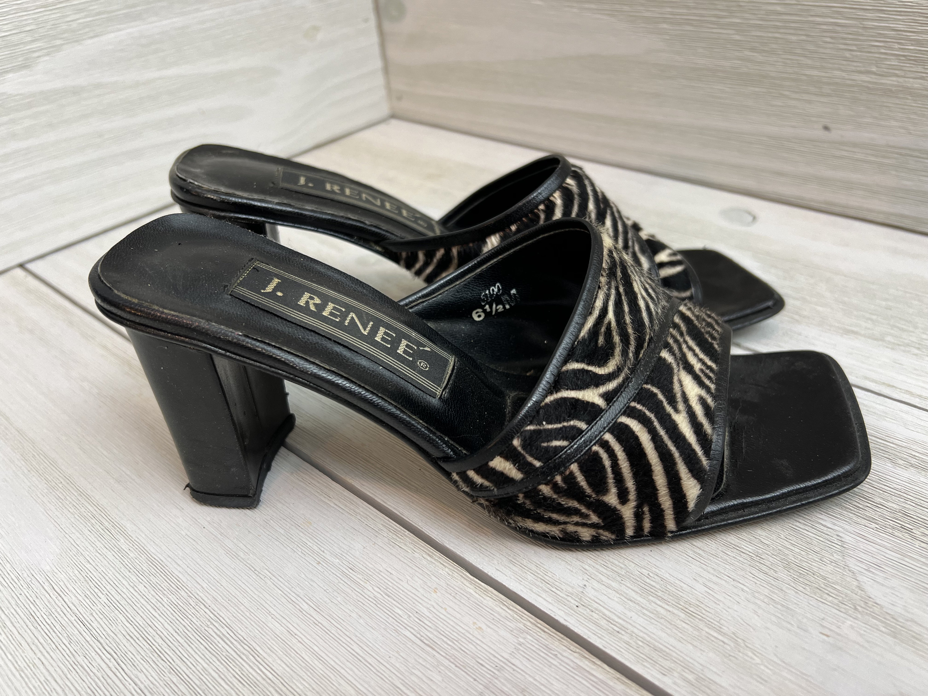 Escarpins J. Renee Noir Et Marron Imprimé Animal - Taille 8.5 M, Talon Plateforme, Occasion