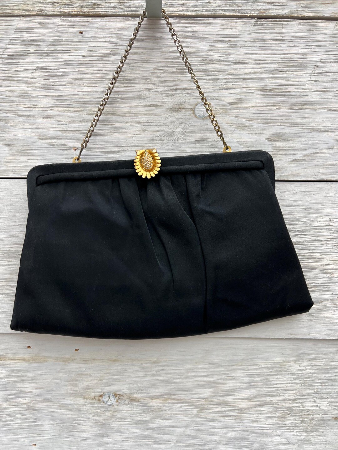 Pochette/sac Vintage Noir After Five By LandM - Made In USA - TBE (Très Bon État)