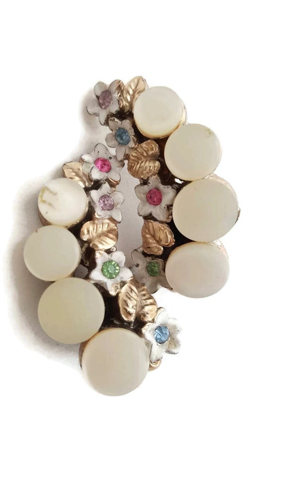 Antique Earrings Unique Large Pastel Floral Vinta… - image 3