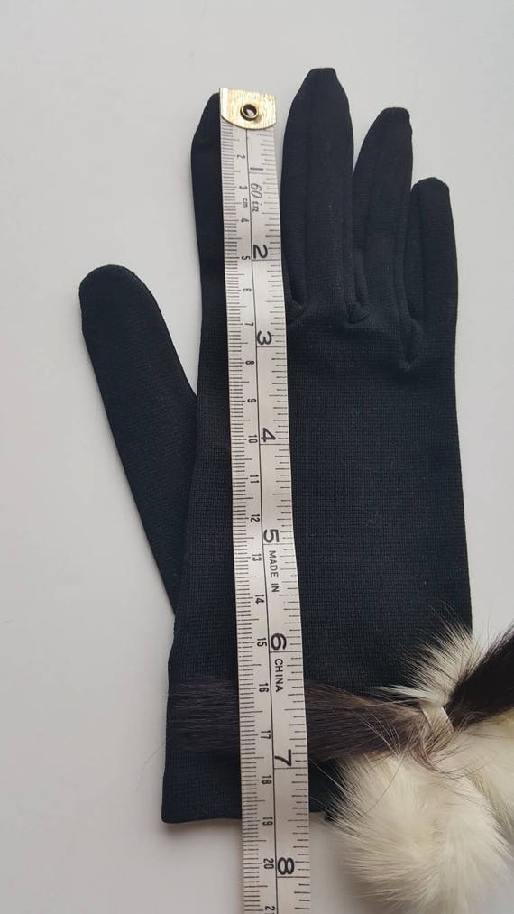 Gloves Vintage Black with Mink Fur, Unique Rare D… - image 3