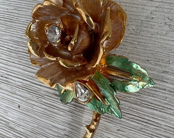 Graziano Brooch Gold Plated "England's Rose" Princess Diana Memorial Gifts, Jewelry For Women