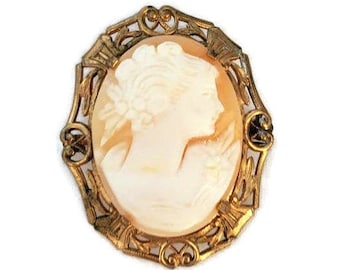 Antique Cameo Broche Sculpté Cameo Shell Cameo Début des années 1900 Bijoux victoriens Cameos, Bijoux édouardiens, camée vintage