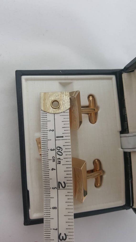 Cufflinks Vintage Fifth Avenue Shields Tie Set Go… - image 3