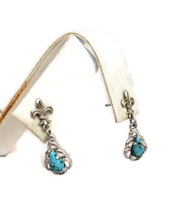 Turquoise Fleur De Lis Earrings, Turquoise Earring