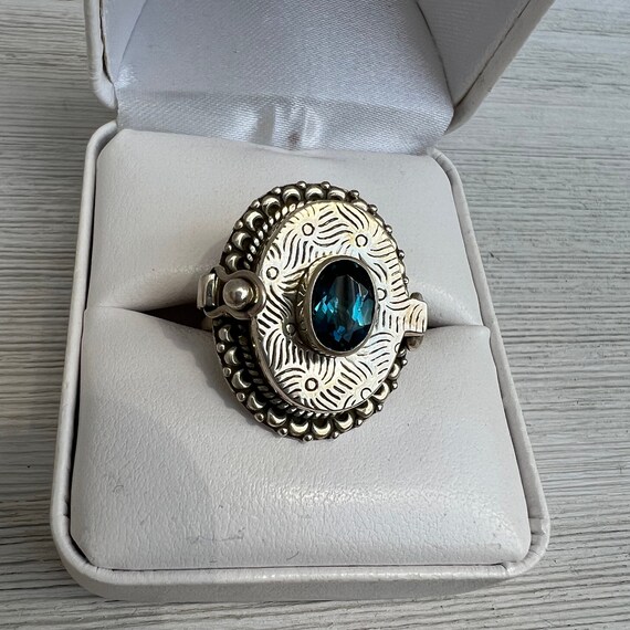 Poison Ring Sterling Silver Blue Topaz Vintage Ri… - image 3