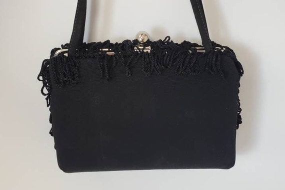 1980s Black Evening Bag Cocktail Purse With Fringe Retro Vintage Handbags for Women Elegant Top Handle Purse Bags Etsy Canada