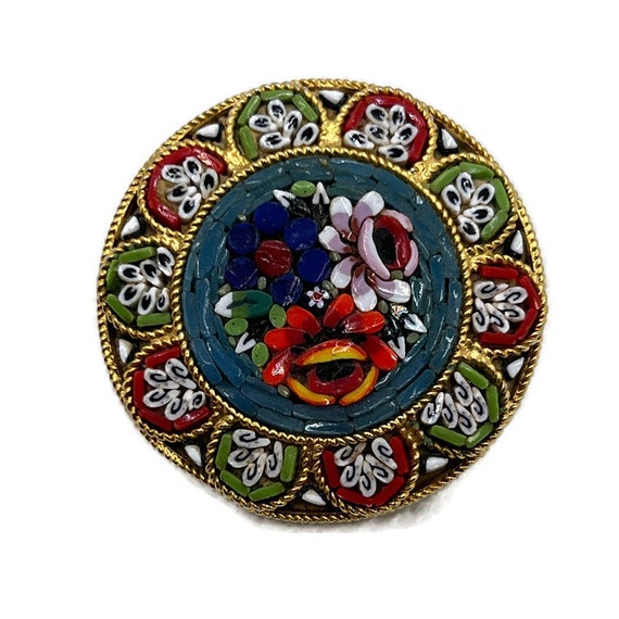 Mosaic Pin Italy, Large Mosaic Jewelry, Mosaic Jewelry Italy, Micro Mosaic Brooch, Micro Mosaic, Gifts For Her, Micro Mosaic Pin