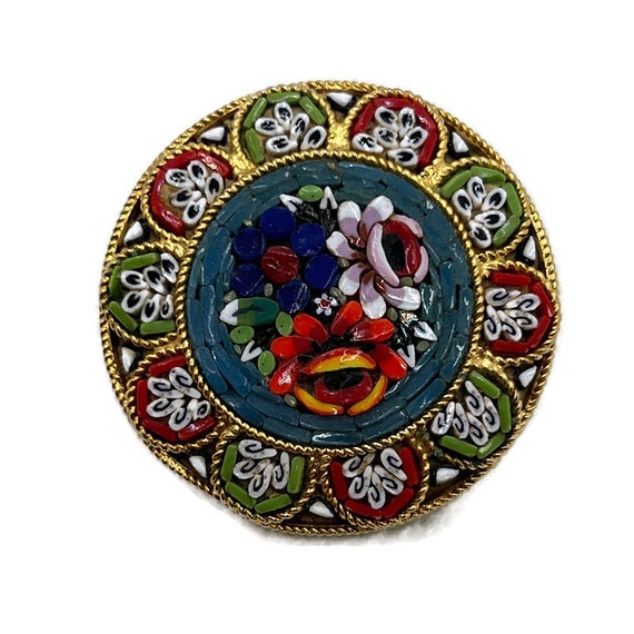 Mosaic Pin Italy, Large Mosaic Jewelry, Mosaic Jew