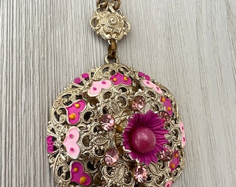 Vintage Necklace Western Germany Rhinestone Lightweight Necklace Ornate Etruscan Renaissance Jewelry Antique Jewelry Ornate Gift For Her