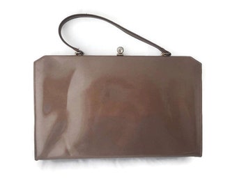 Bronze Patent Leather Handbag Purse Bag Handbags - Large Bags and Purses Mod Retro Vintage Bags Purses Handbags For Women