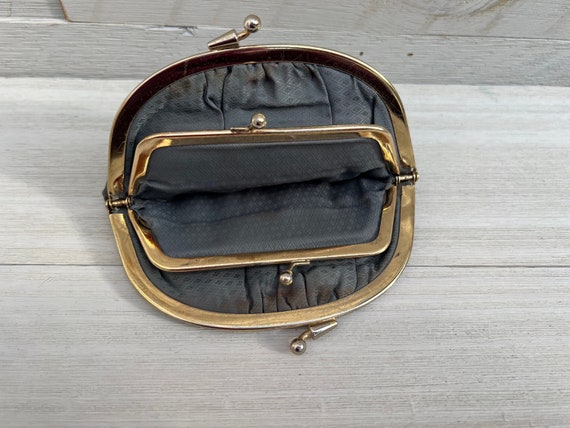 Vintage Genuine Leather Blue Gray Clutch Bag with… - image 2