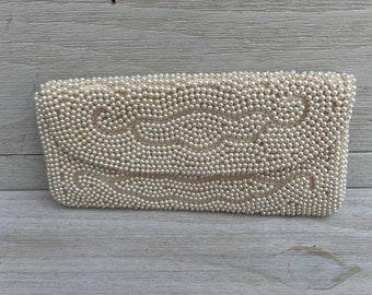 Bridal Purse Vintage Bride, White Pearl and Beaded Clutch Vintage Wedding, Beaded Bag, Wedding Bags, Bridal Handbags, Art Deco Purse