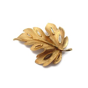 Vintage Brooch Gold Leaf BSK Brooch Pin Harvest Jewelry For Fall Oak Leaf Pin 1970s Jewelry Antique Jewelry leaf brooches image 3