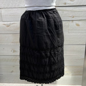 Society Lingerie Vintage Half Slip Black Embroidered Skirt Slip Bacron Cotton for Skirts Dresses For Women Size Medium