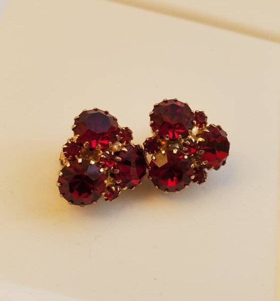 Weiss Earrings Red Rhinestone Earrings, Wedding J… - image 7