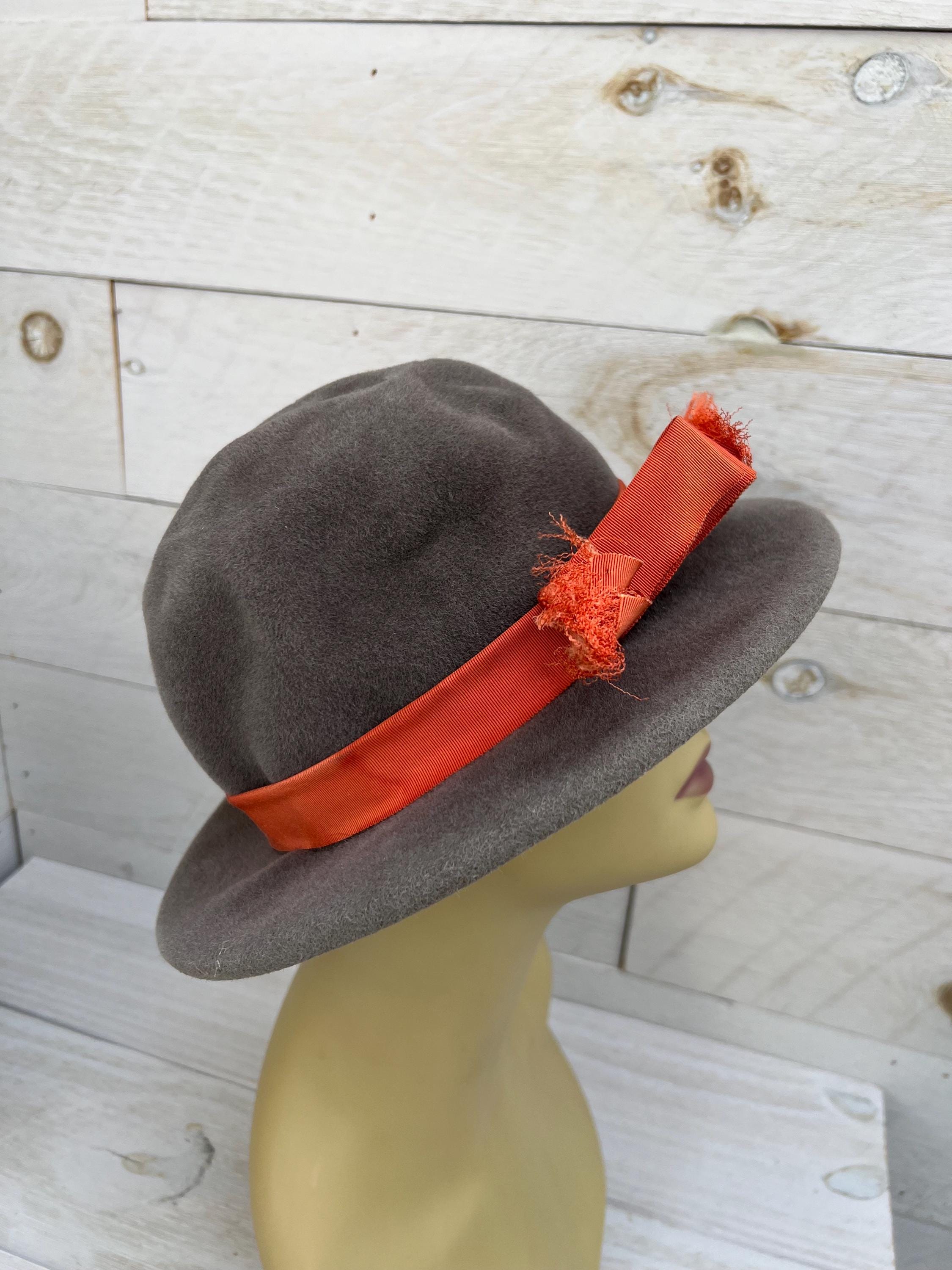 1960s Bright Orange Fedora Vtg 60s Mr. John Mod Menswear Feather Brimmed Hat Montique H-60 Fedora Hat Cognac - Light Felt Snap Brim 1/2  main image 2