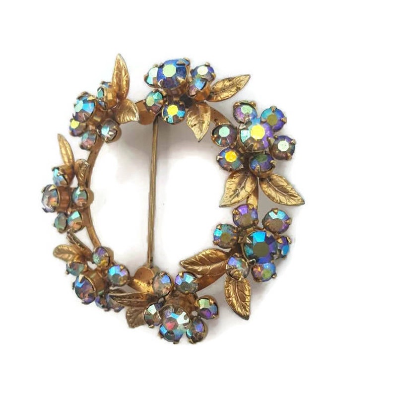 Jewelry Weiss CO N.Y. WEISS Jewelry Set Weiss Crystal Wedding Jewelry Vintage Bridal Jewelry Brooch Rhinestone Earrings Floral