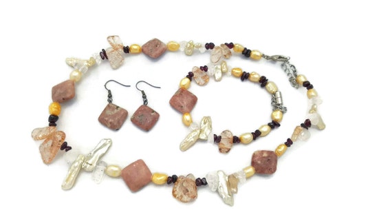 Natural Jewelry Set For Women Necklace Bracelet and Earrings, Natural Stone Jewelry, Gifts For Women
