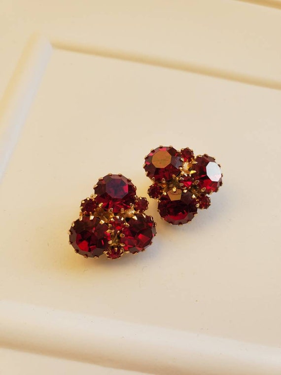 Weiss Earrings Red Rhinestone Earrings, Wedding J… - image 8