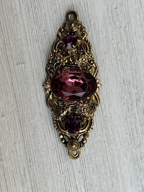 Brooch Vintage Faux Amethyst Edwardian Brooch Ant… - image 2