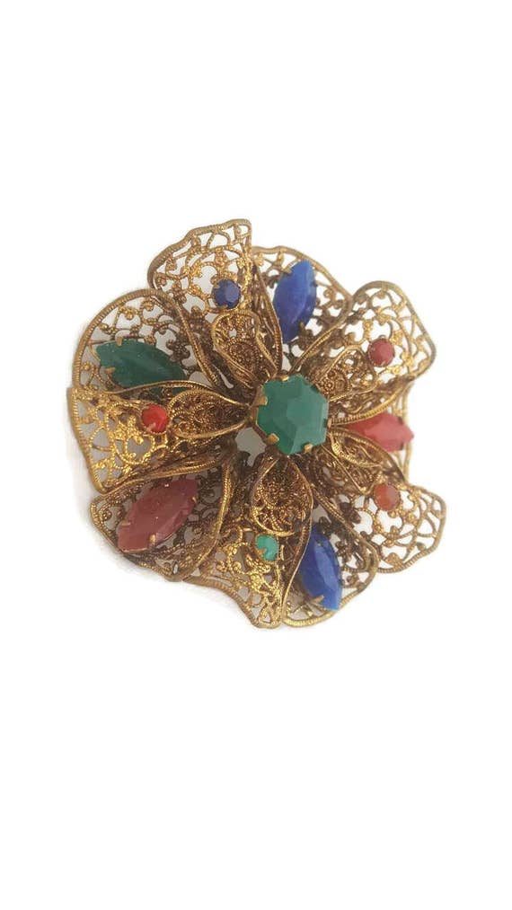 Vintage Brooch Czech Jewelry Edwardian Jewelry Ornate Vintage