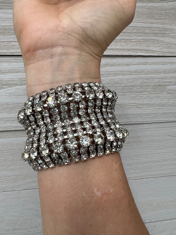 Wide Crystal Cuff Bracelet Authentic Vintage Bangl