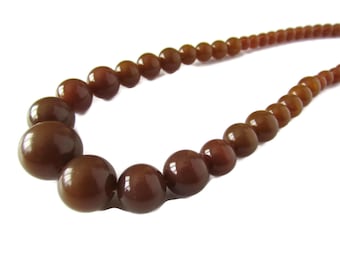 Colar de baquelite, baquelite caramelo, colares de contas, contas graduadas, joias vintage, colar de cordão único com contas