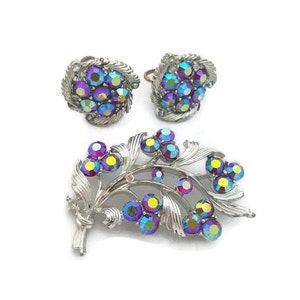 Lisner Strass smyckeset, Lisner, Lila Strass, Brosch, Örhängen, Kristallsmycken, För Bröllop, Bukettsmycken, Bukettsmycken bild 1