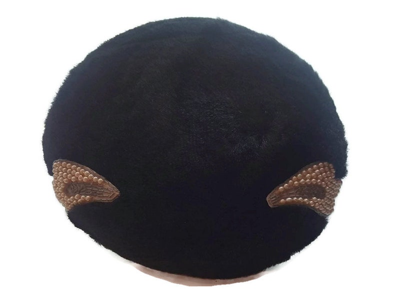 Black Church Hat PIllbox Hat Beaded with Pearls Art Deco Vintage Hat Elegant Pillbox Hats For Women or Girls 1950s 1960s hats