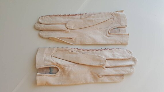 French Gloves Leather NWT Vintage White Leather G… - image 8