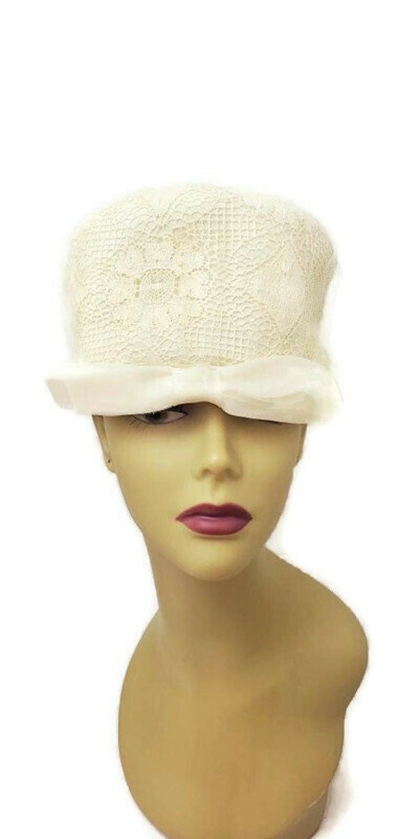 Cloche Hat Lace Ivory Vintage Hat Womens, Hats For